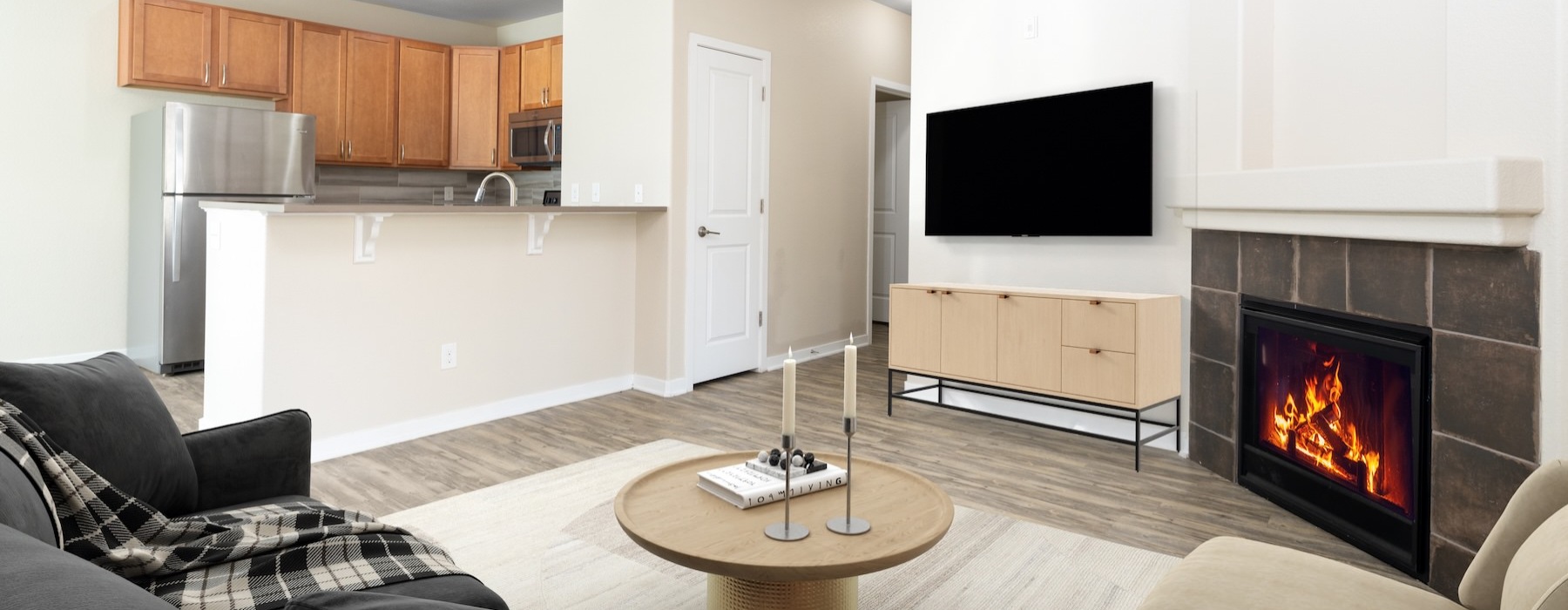 Open space living area with natural lighting